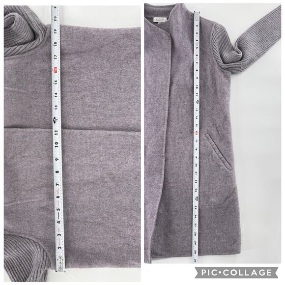 Kinross Cashmere Wool Light Grey Purple Open Front Coat Jacket Ribbed Size Small - Picture 4 of 6